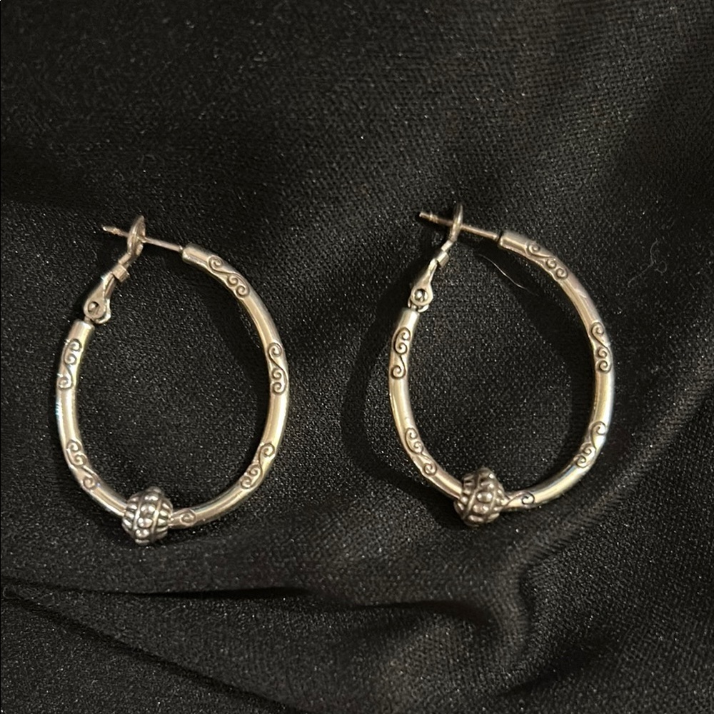Brighton Silver Textured Hoop Earrings